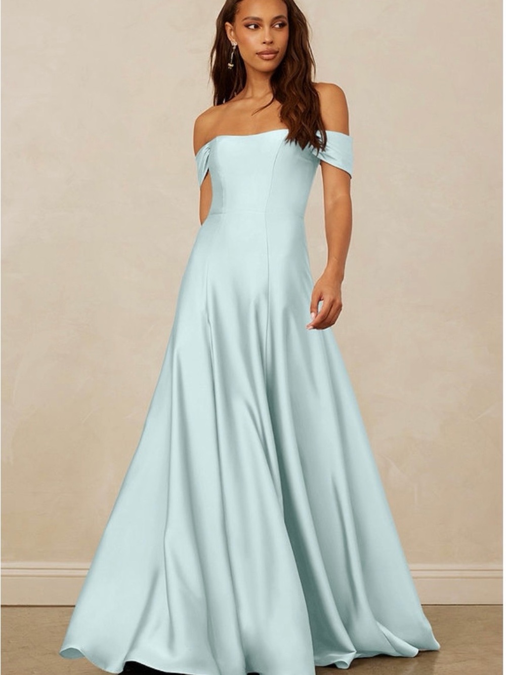 Christian Siriano Azazie Off-Shoulder Maxi Dress in Light Blue
